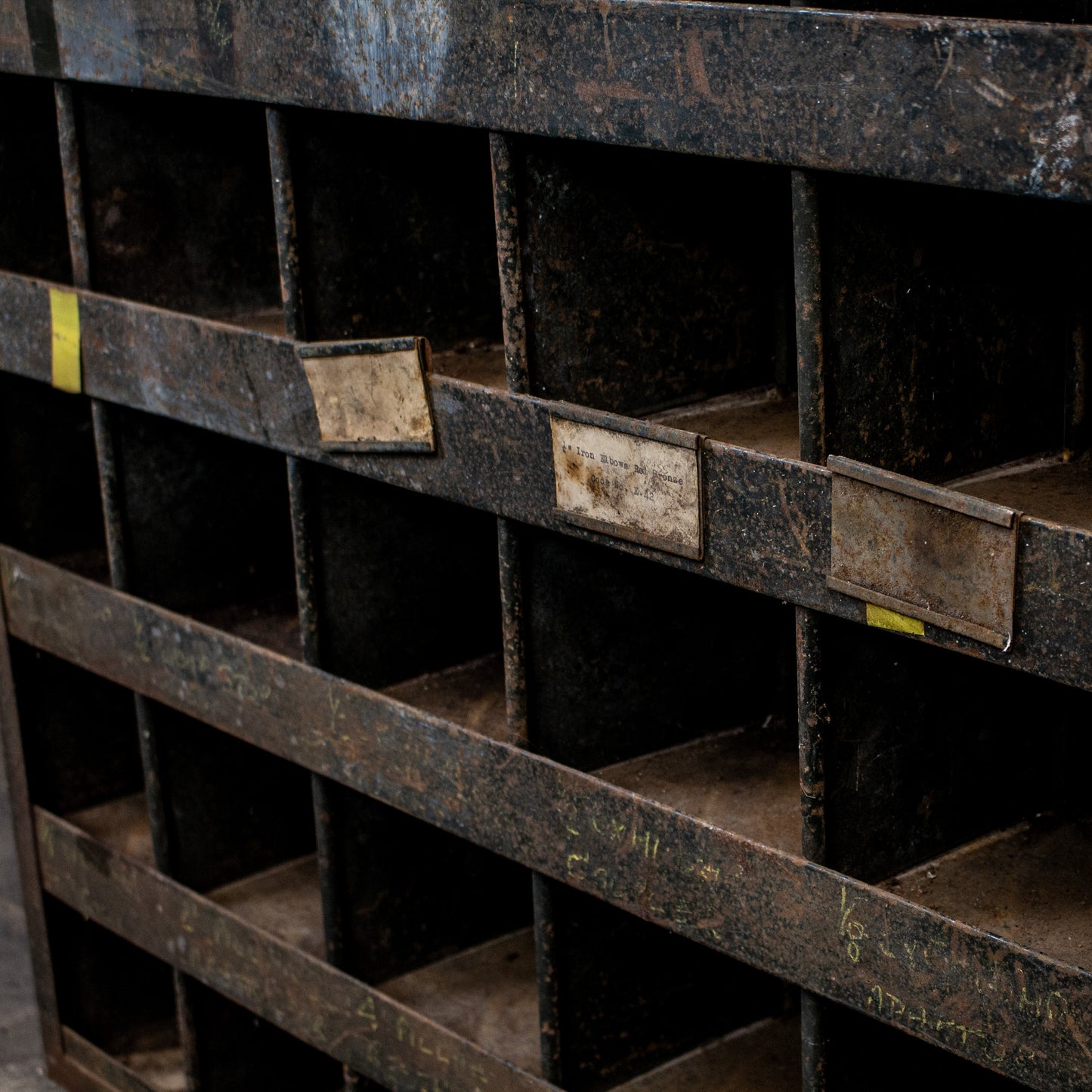 Vintage Metal Adjustable Industrial Heavy Duty Pigeon Hole Cabinet