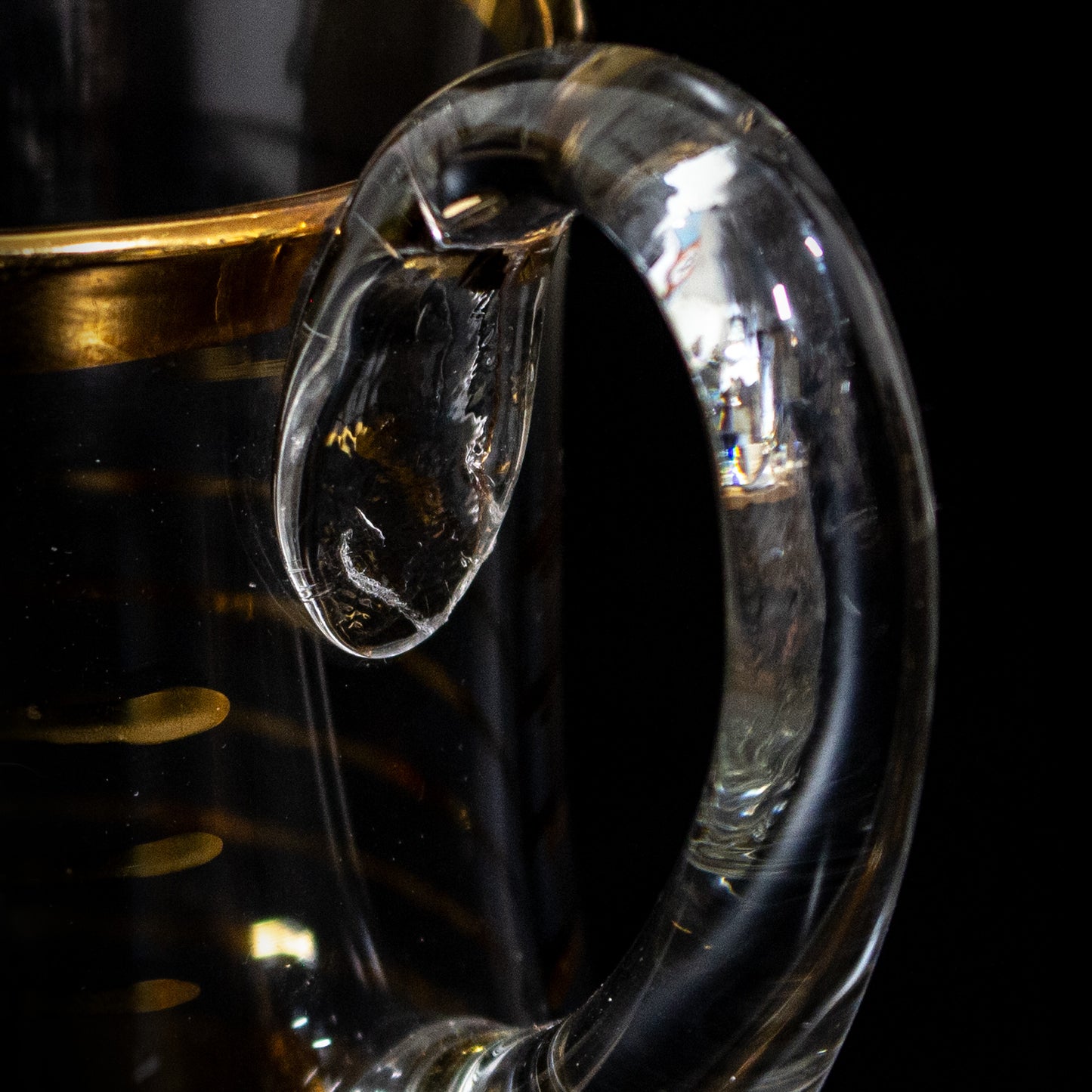 Vintage 1970s Gold Detail Glass Cream Jug & Sugar Bowl