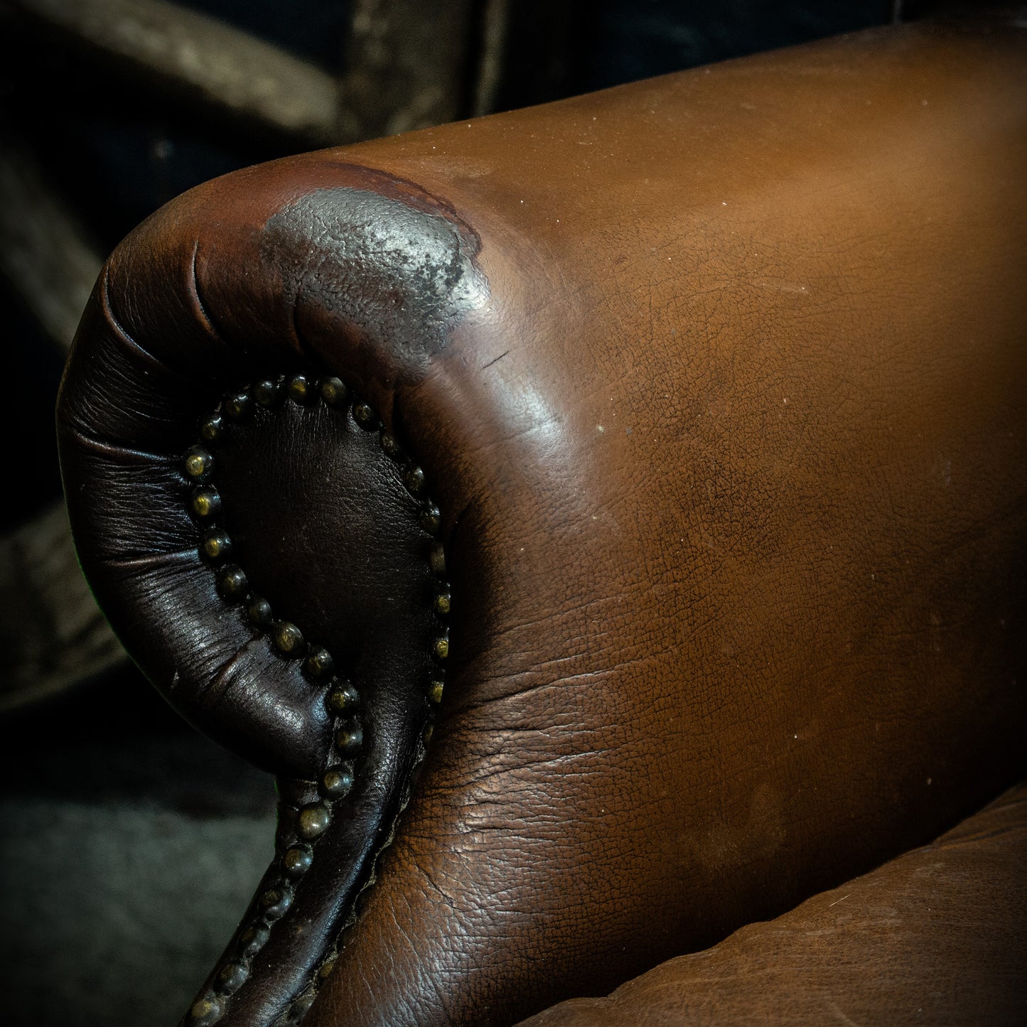 Brown Leather Vintage Chesterfield Style Wingback Armchair