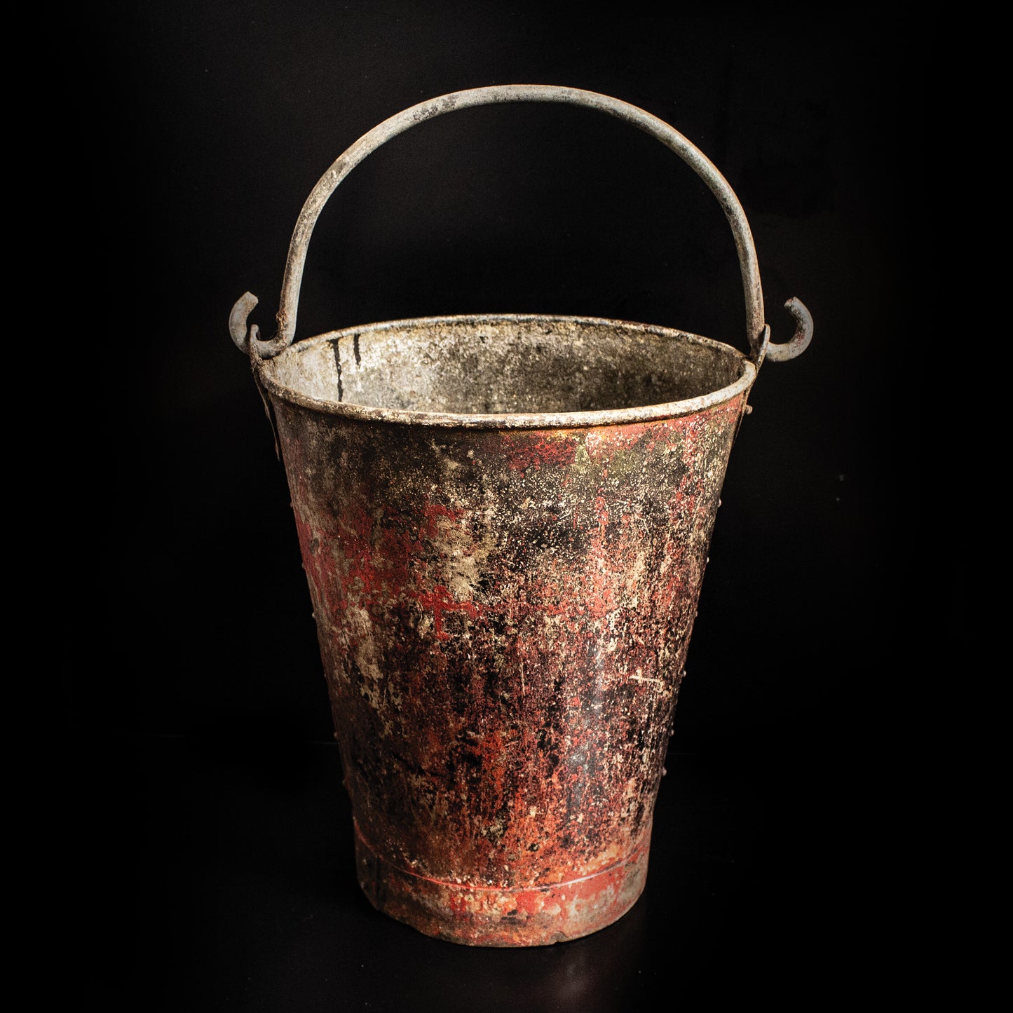 Antique Galvanised Riveted Original Painted Fire Bucket