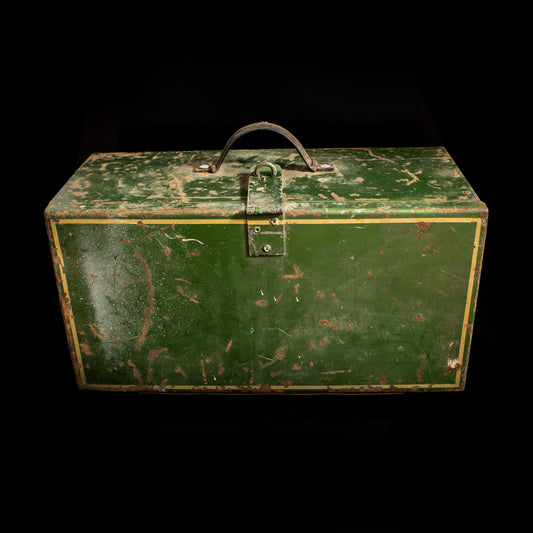 Antique Vintage Green Painted Metal Toolbox With Drawers