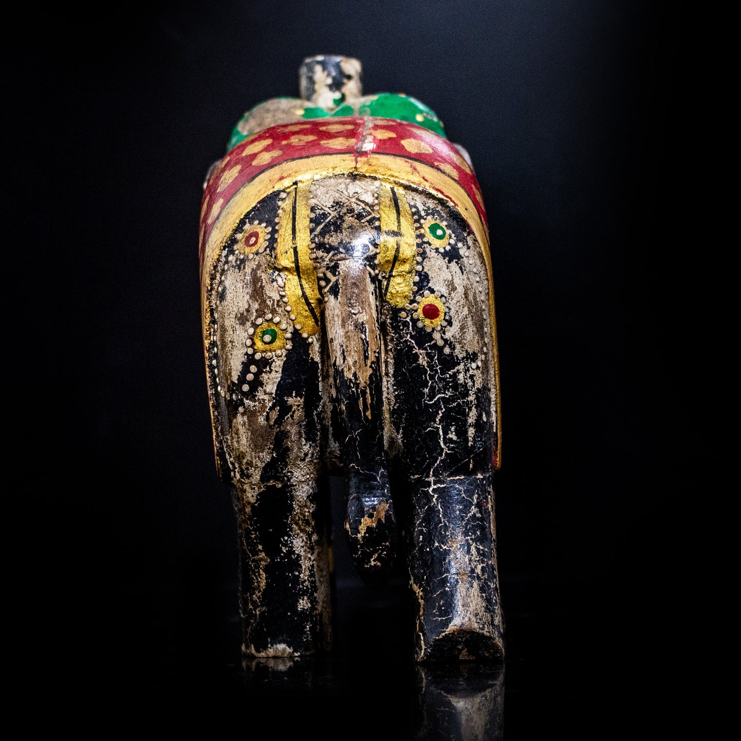 Vintage Indian Hand Painted Carved Elephant Ornament