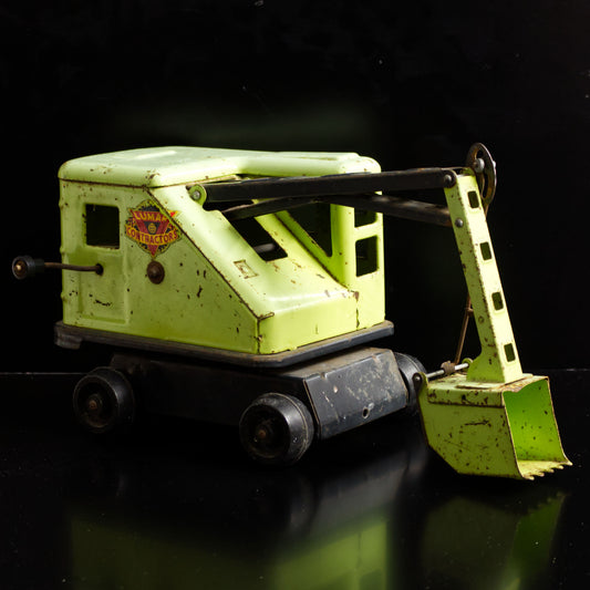 Vintage Marx Lumar Contractors Lime Green Automatic Power Shovel Toy Digger