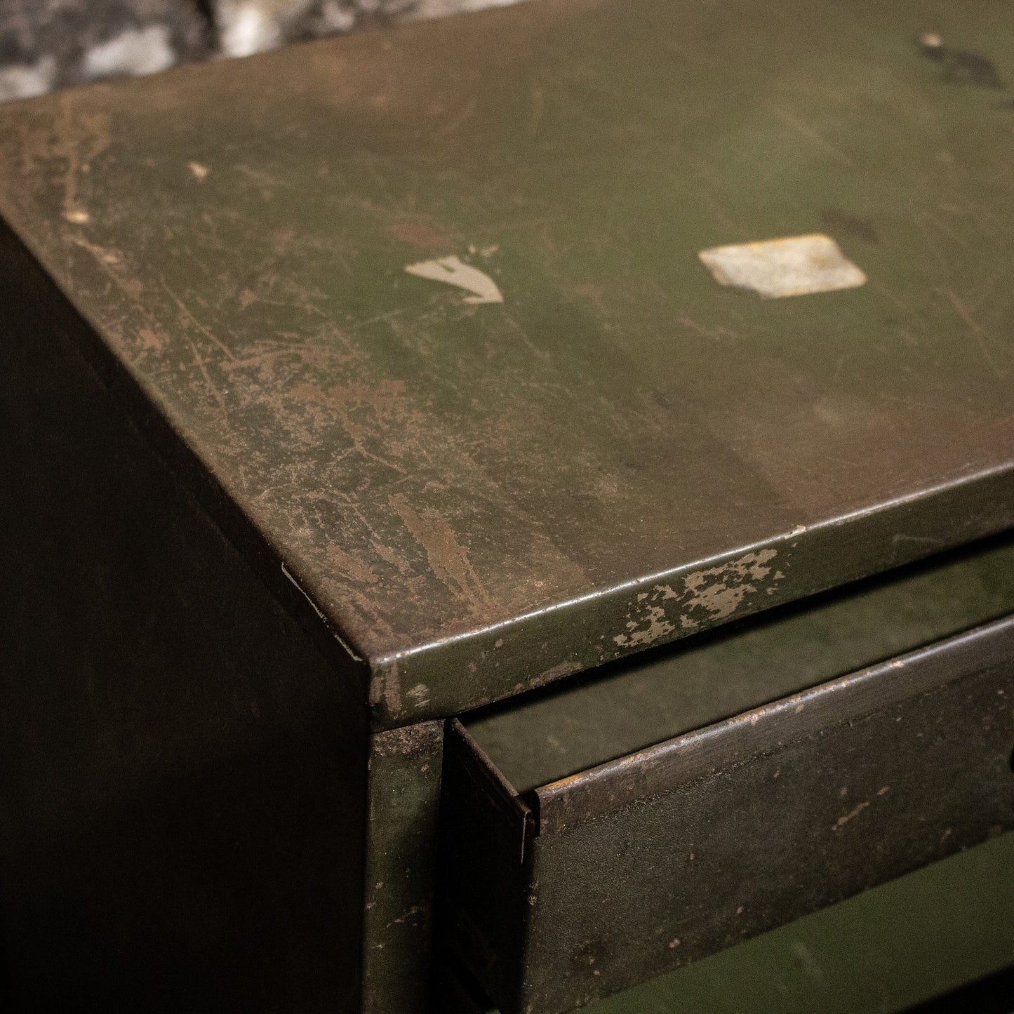 Vintage Green Metal Filing Cabinet Drawers