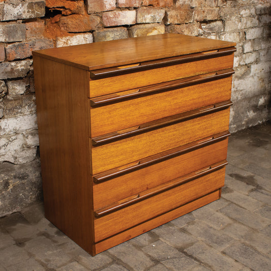 Vintage Mid Century MCM 1960s Teak Chest Of Drawers 5 Drawer