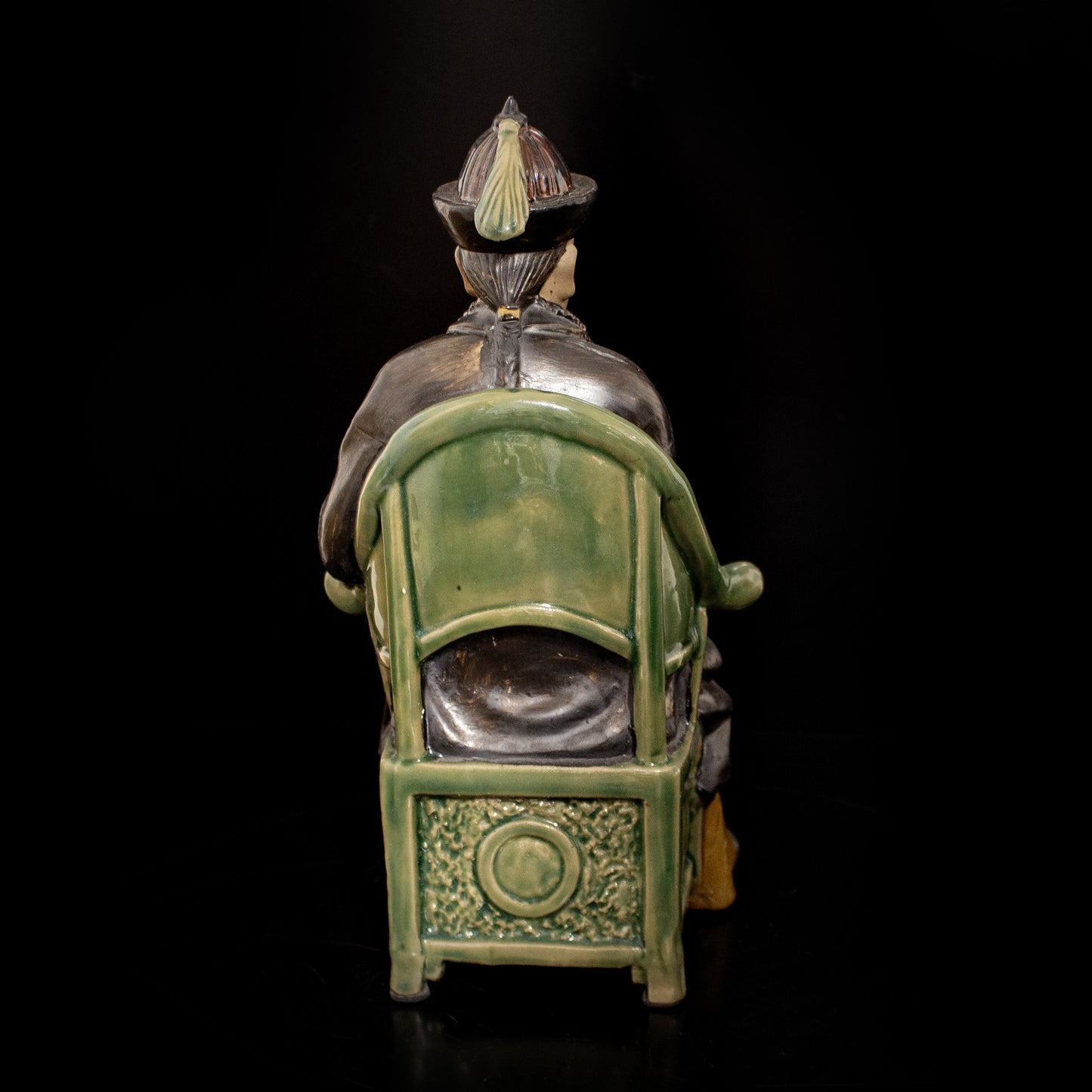 Vintage Asian Emperor Leader On Chair Ceramic Figurine Ornament