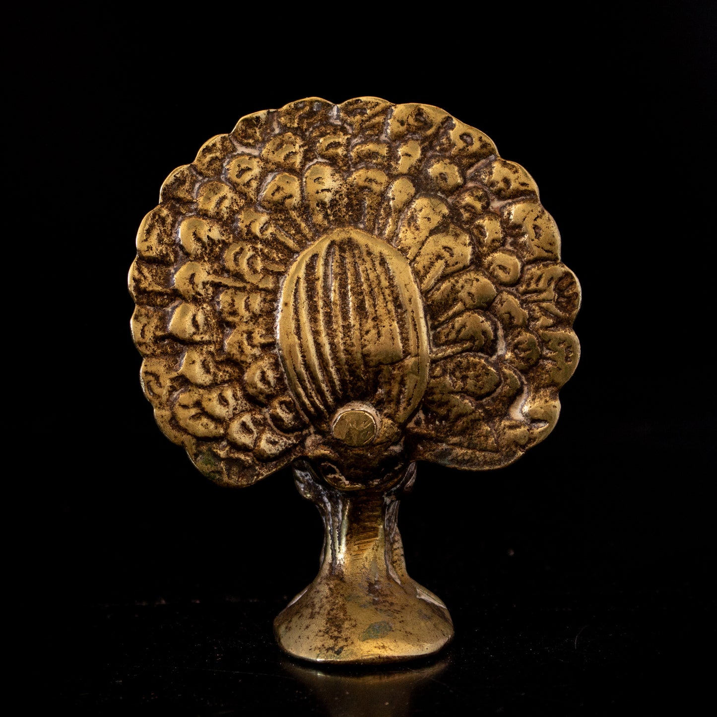 Vintage Small Solid Brass Peacock Figurine Ornament