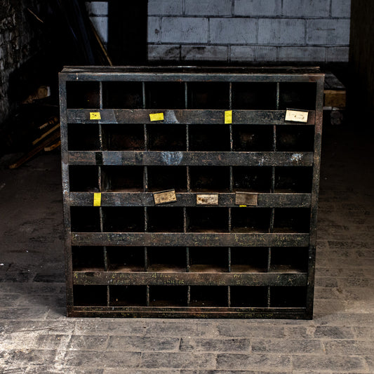 Vintage Metal Adjustable Industrial Heavy Duty Pigeon Hole Cabinet