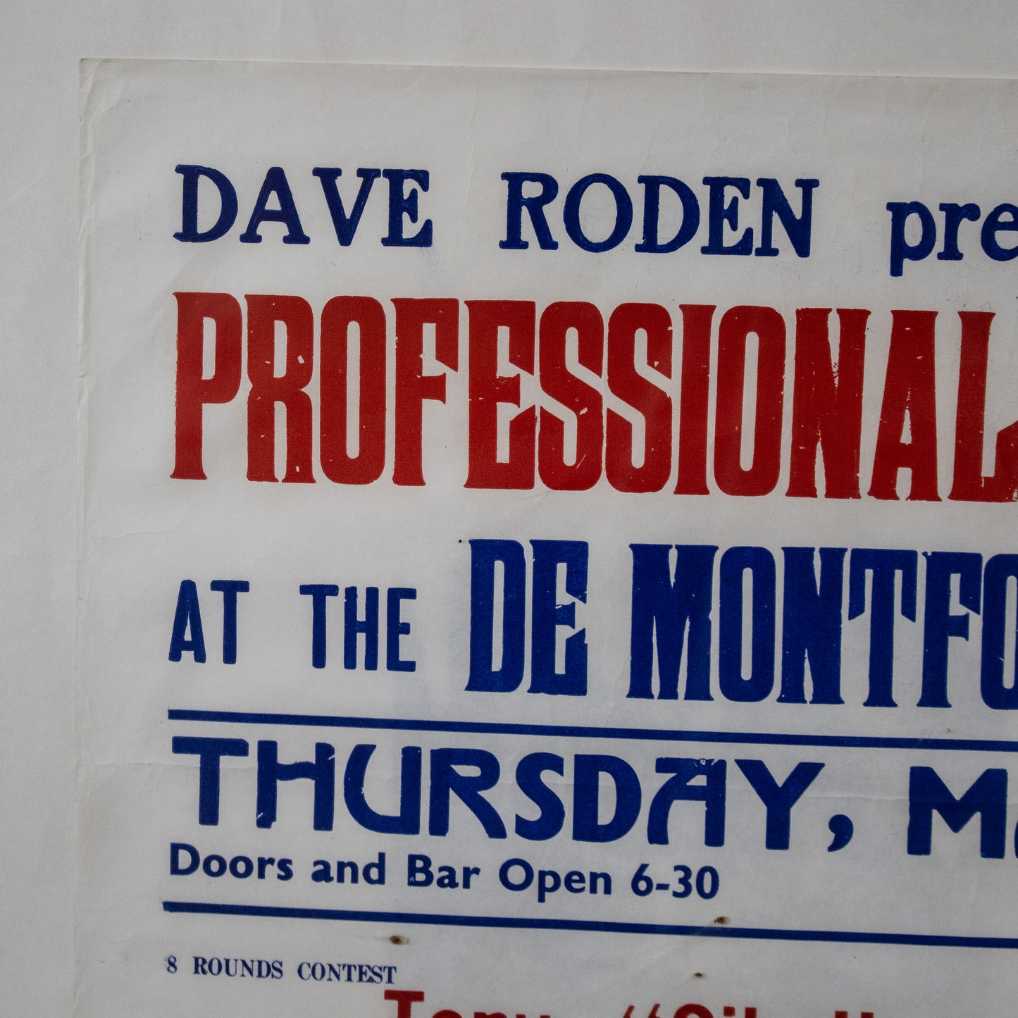 Vintage 1977 Dave Roden Professional Boxing Original Advertising Poster