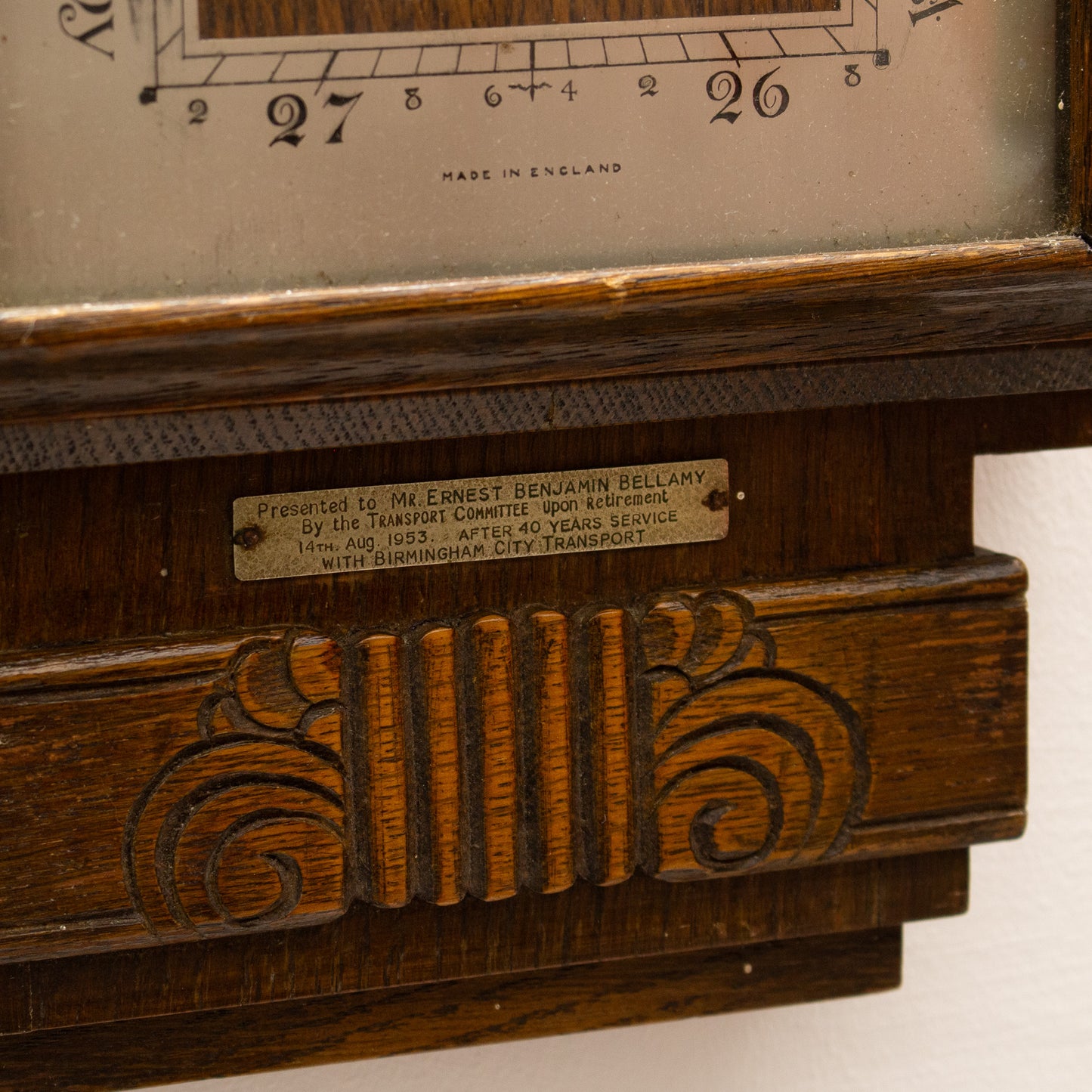 Antique Vintage Wall Mounted Solid Oak Barometer