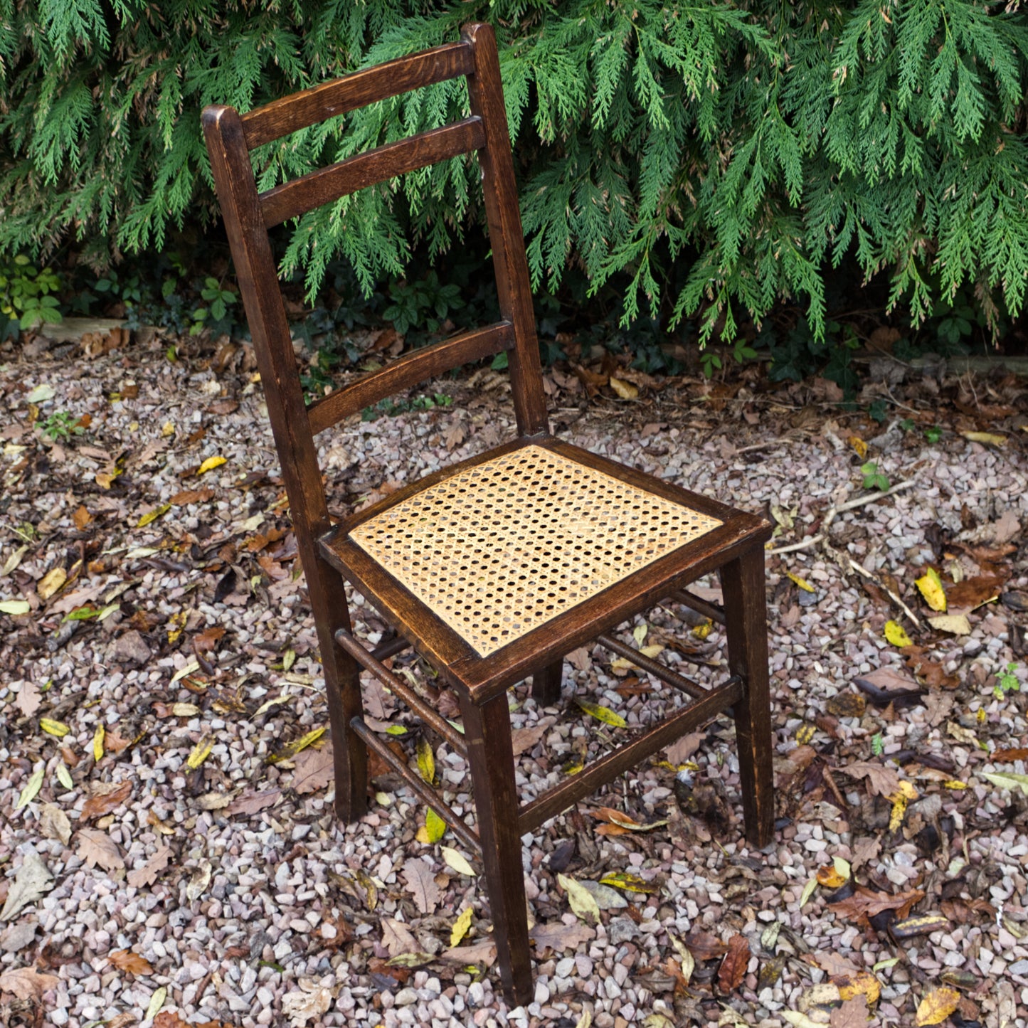 Antique Vintage Edwardian Wicker Seat Ladder Back Chair