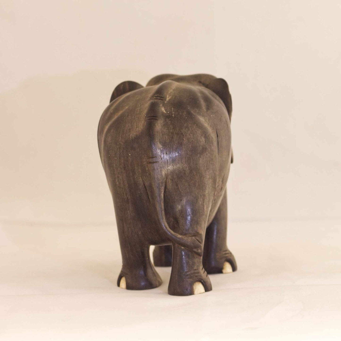 Vintage Solid Wood Hand Carved Small Elephant Ornament