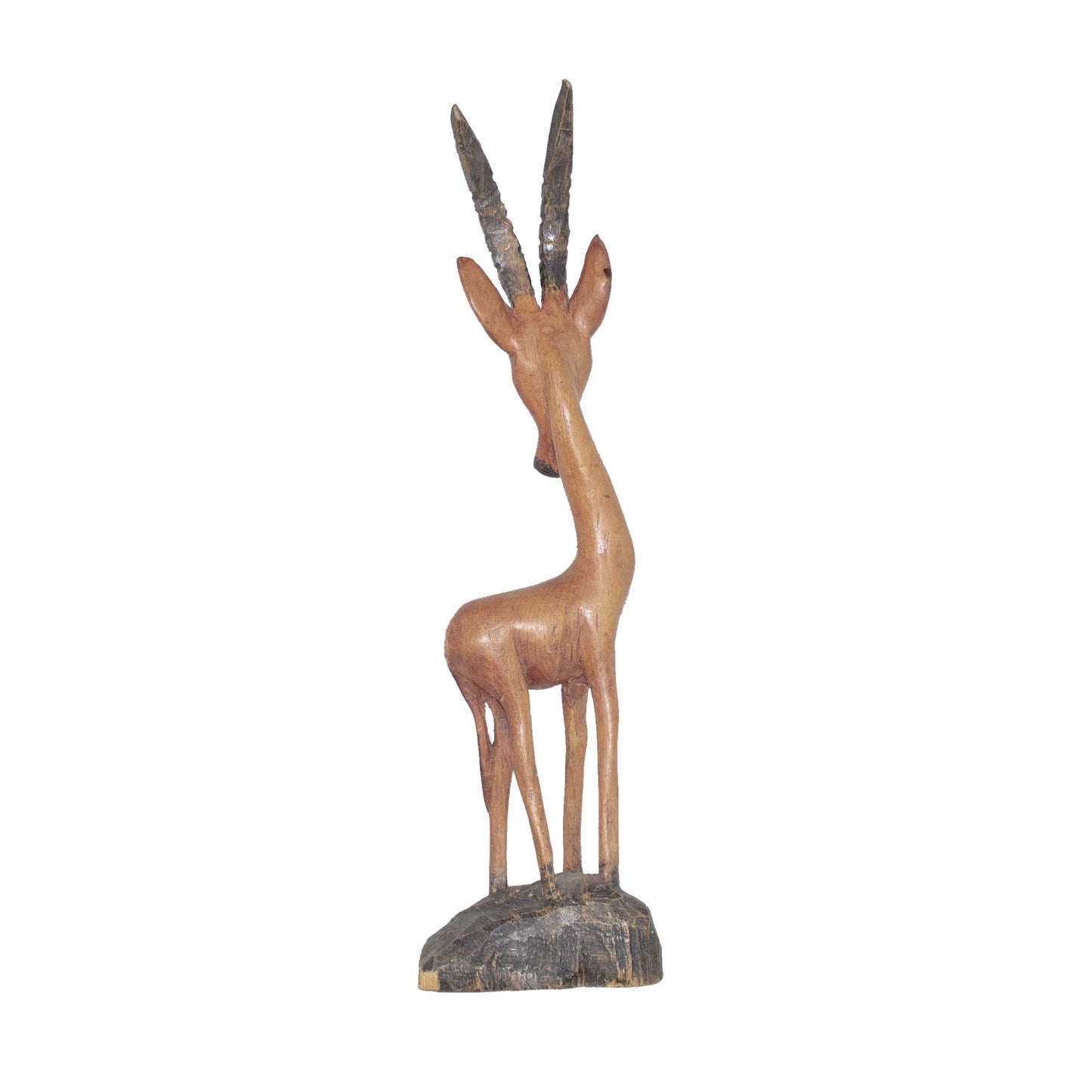 Vintage Hand Carved Wooden Antelope Animal Ornament