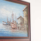 Vintage Original Signed Docked Boats Nautical Oil Painting
