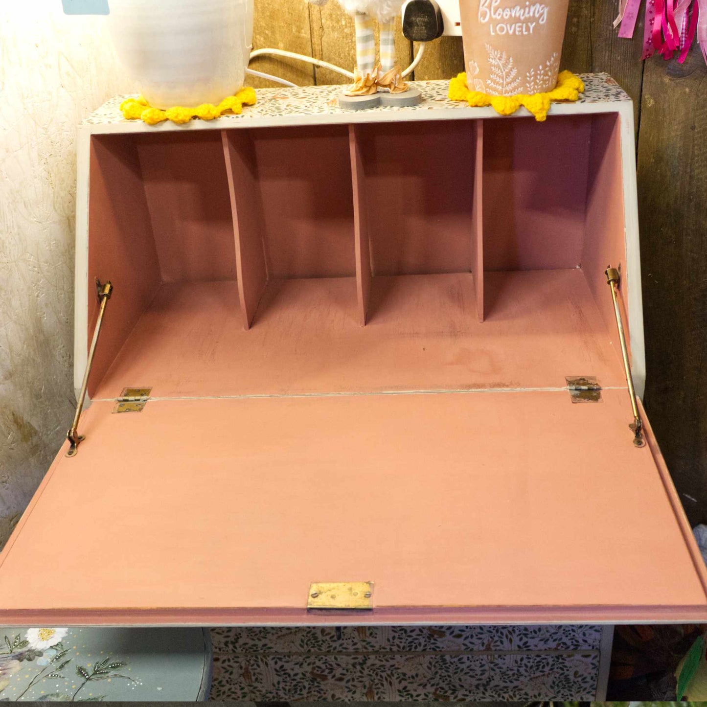 Vintage Hand Painted Decoupage Bureau