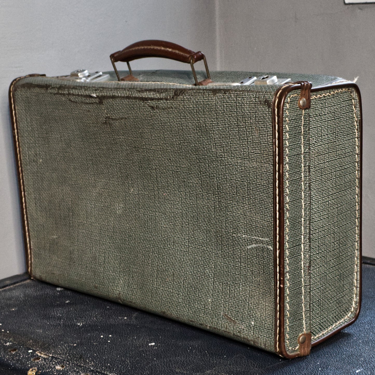Vintage Mid Century Cheney Small Suitcase Storage Box