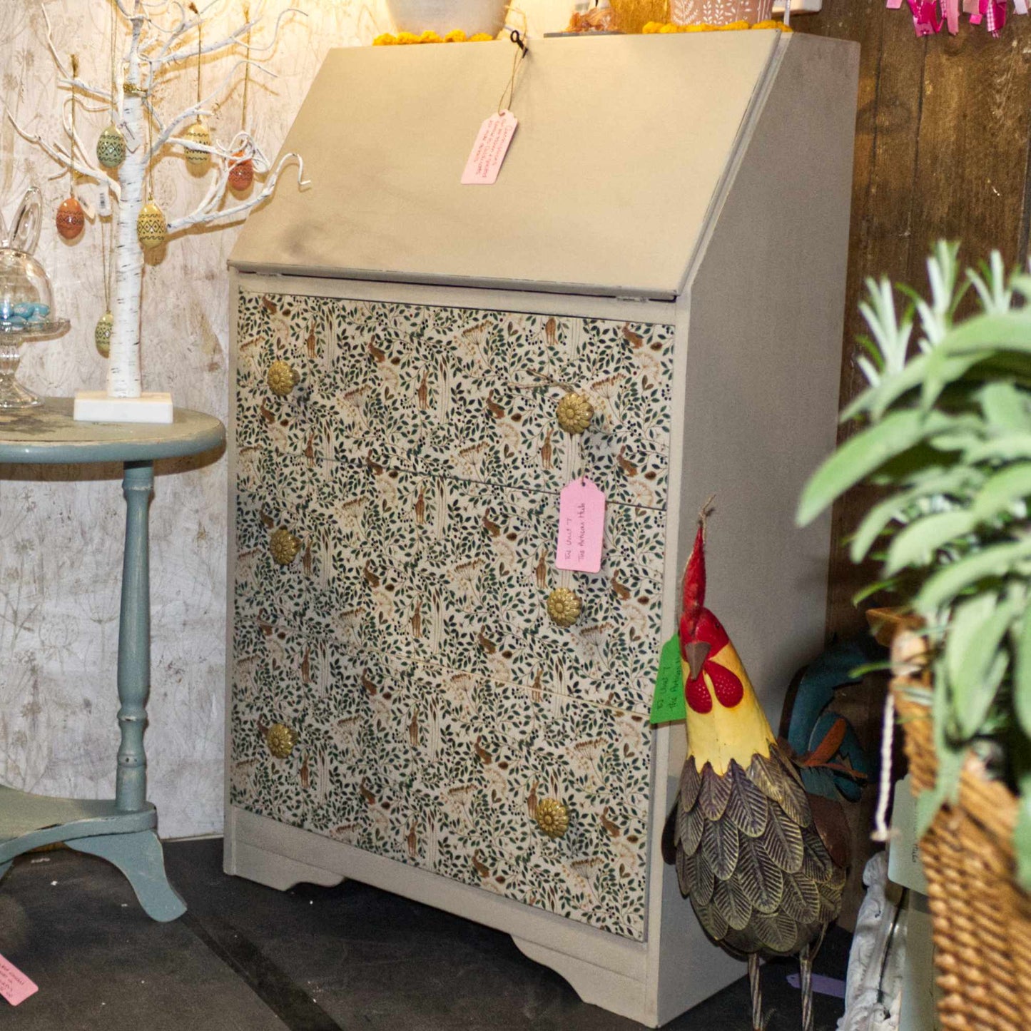 Vintage Hand Painted Decoupage Bureau