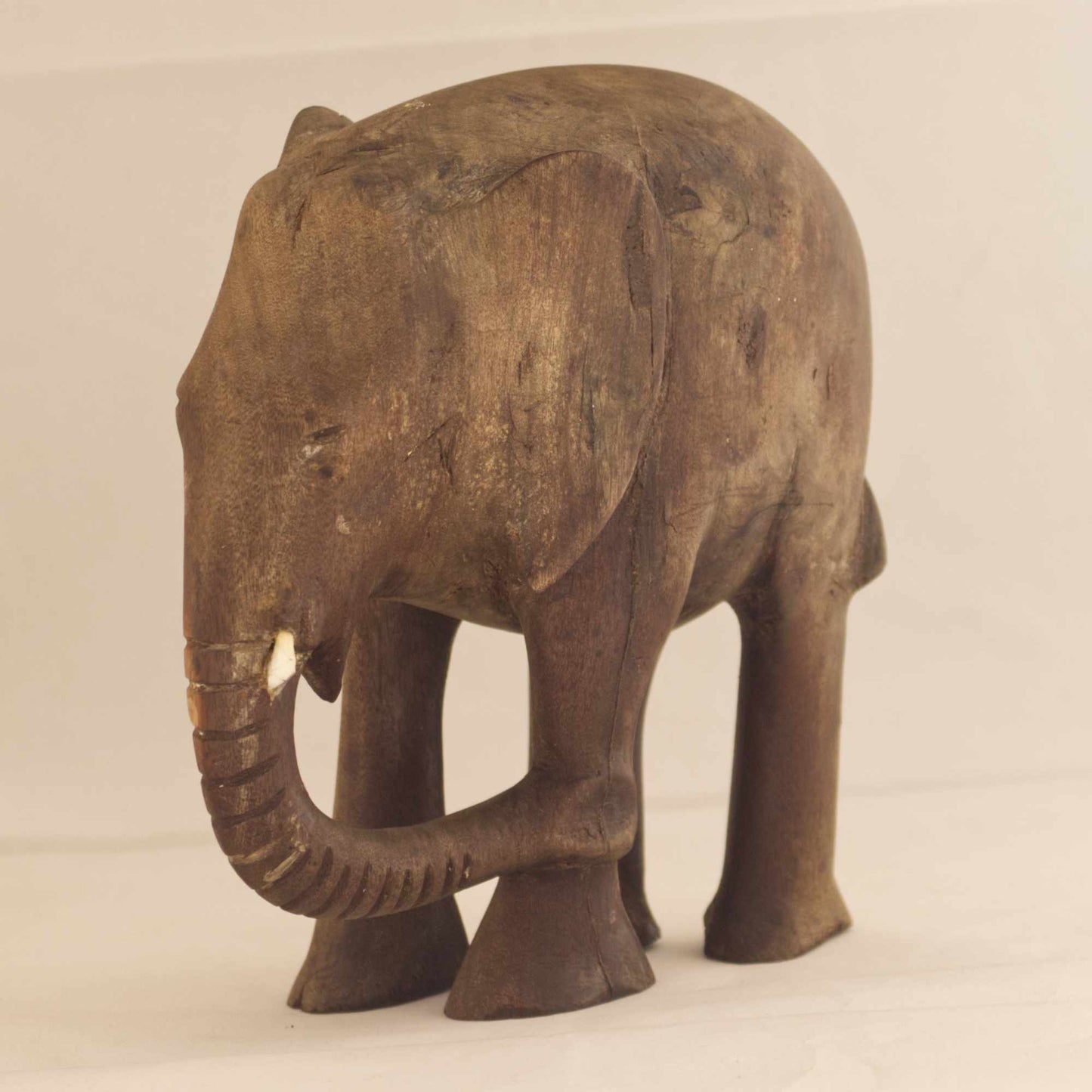 Vintage Hand Carved Mango Wood Elephant Ornament