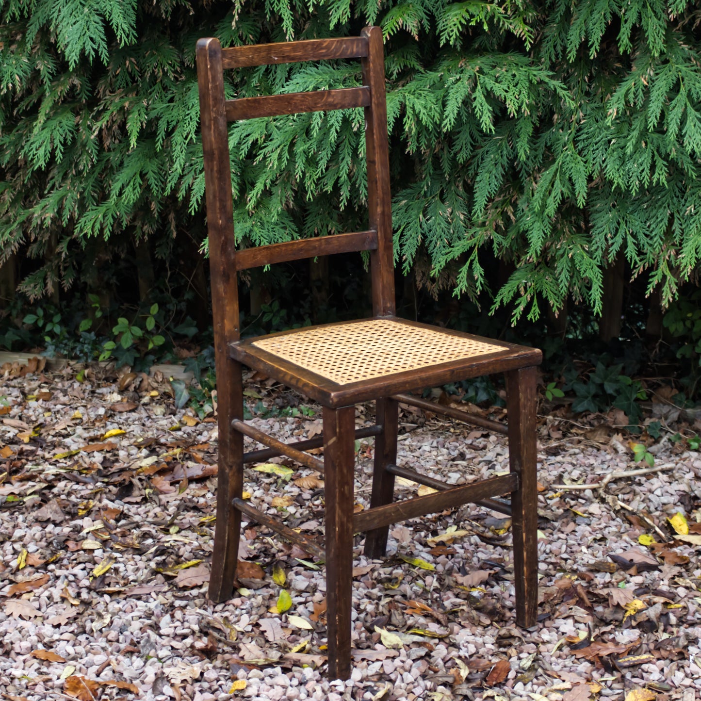 Antique Vintage Edwardian Wicker Seat Ladder Back Chair