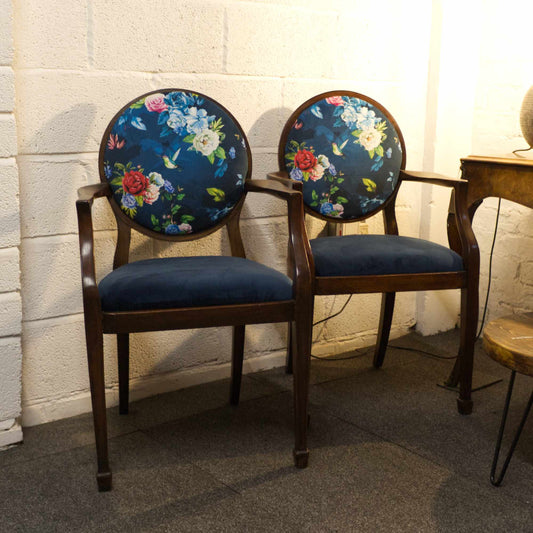Pair Of Vintage Re-Upholstered Bedroom Chairs