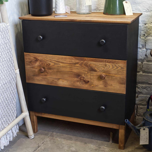 Vintage Up Cycled Hand Painted 4 Drawer Solid Wood Chest Of Drawers