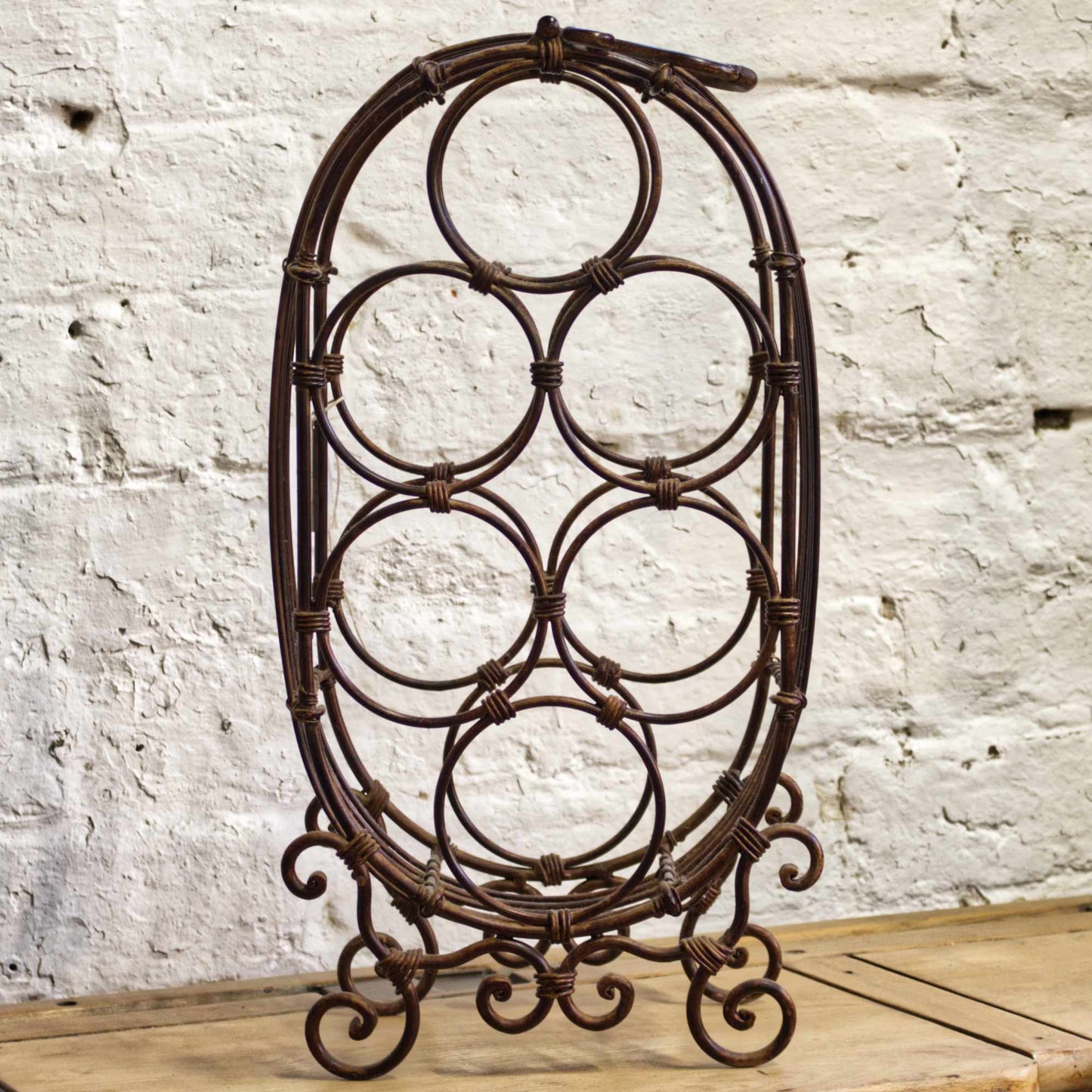 Vintage Rustic Style Metal Shabby Chic 6 Bottle Wine Rack