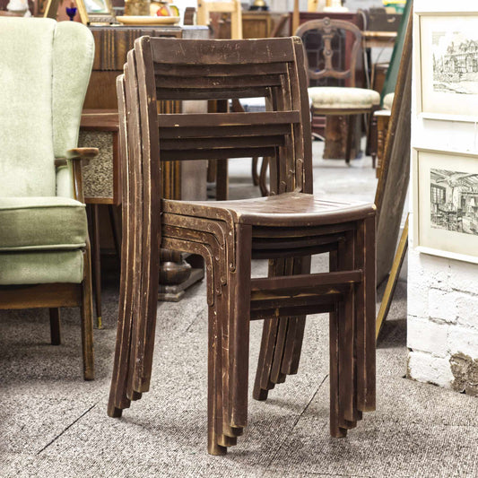 Vintage Set Of 4 1950s Utilitarian Stacking Chairs