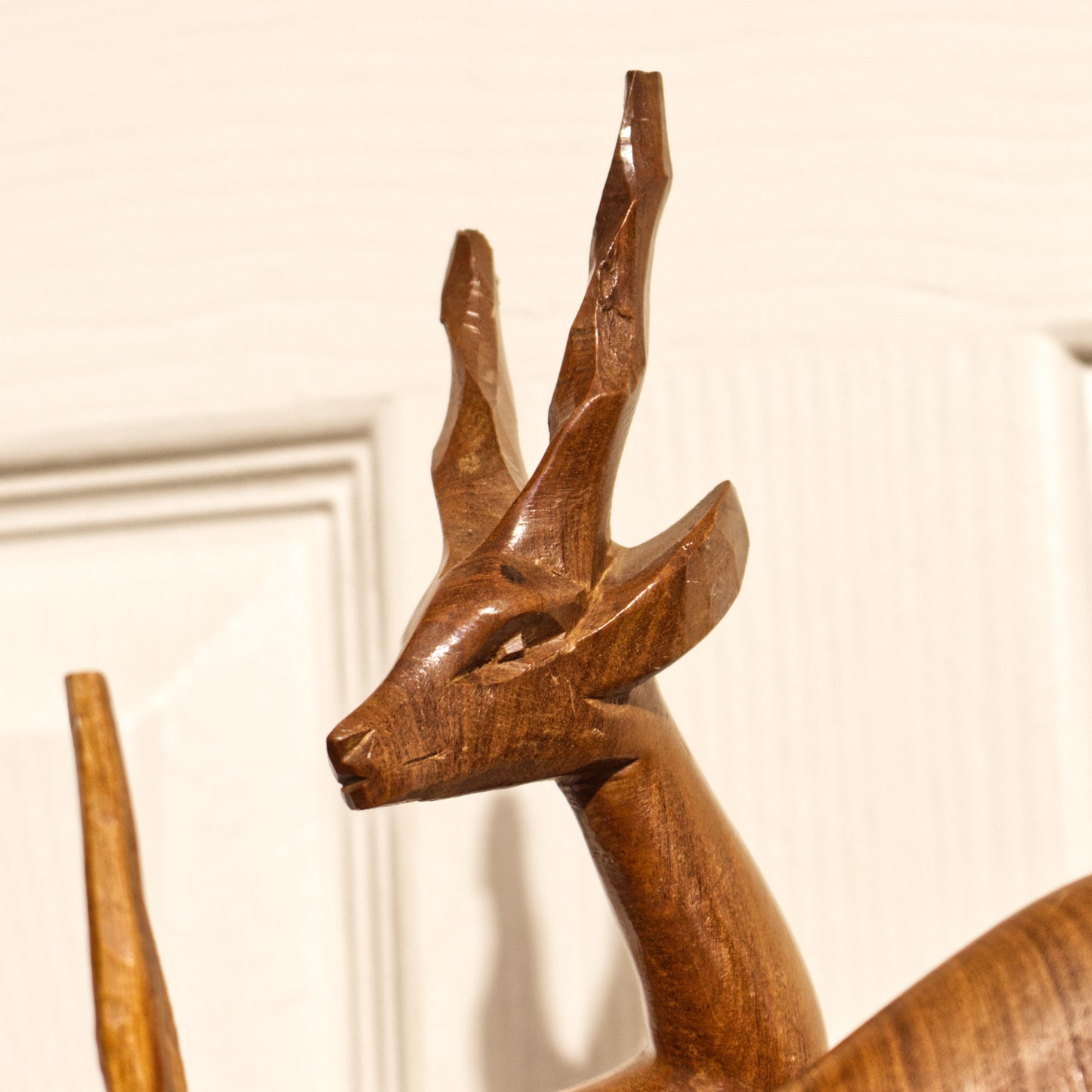 Vintage Mid-Century Pair Of Wooden Carved Antelopes