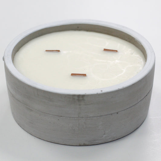 Round Concrete Effect Patchouli & Dark Amber Candle