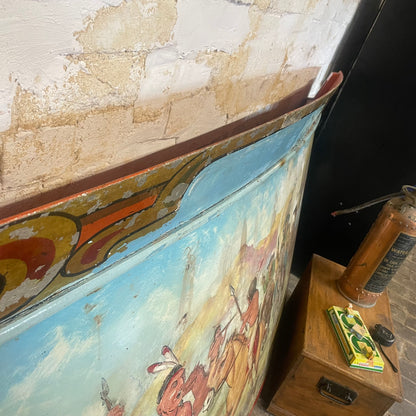 Vintage Cowboys Vs Indians Carousel Fairground Art Curved Panel