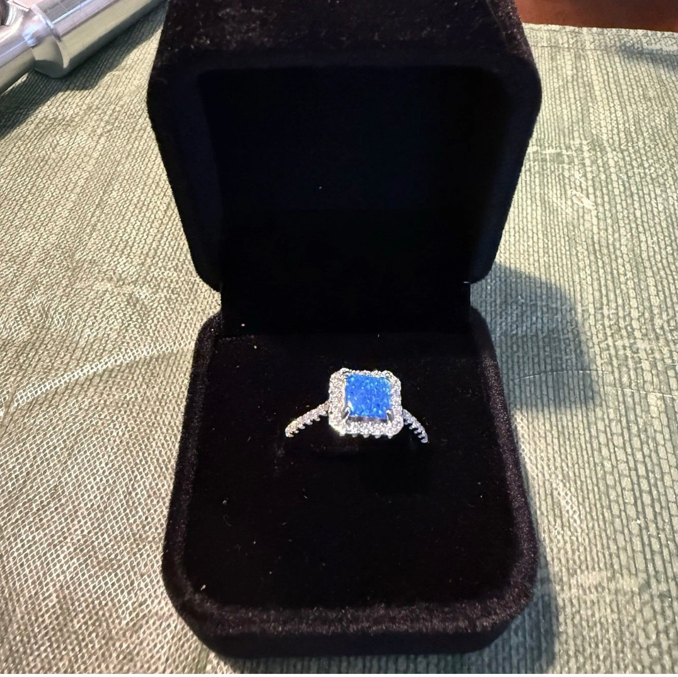 925 Silver Blue Opal Ring co92