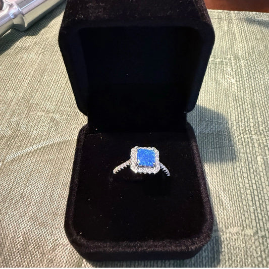 925 Silver Blue Opal Ring co92
