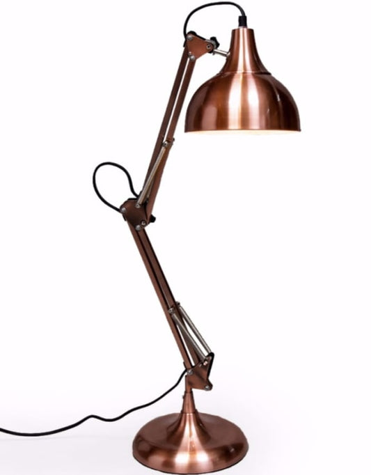 Vintage Style Copper Traditional Large Desk Lamp (Black Fabric Flex)