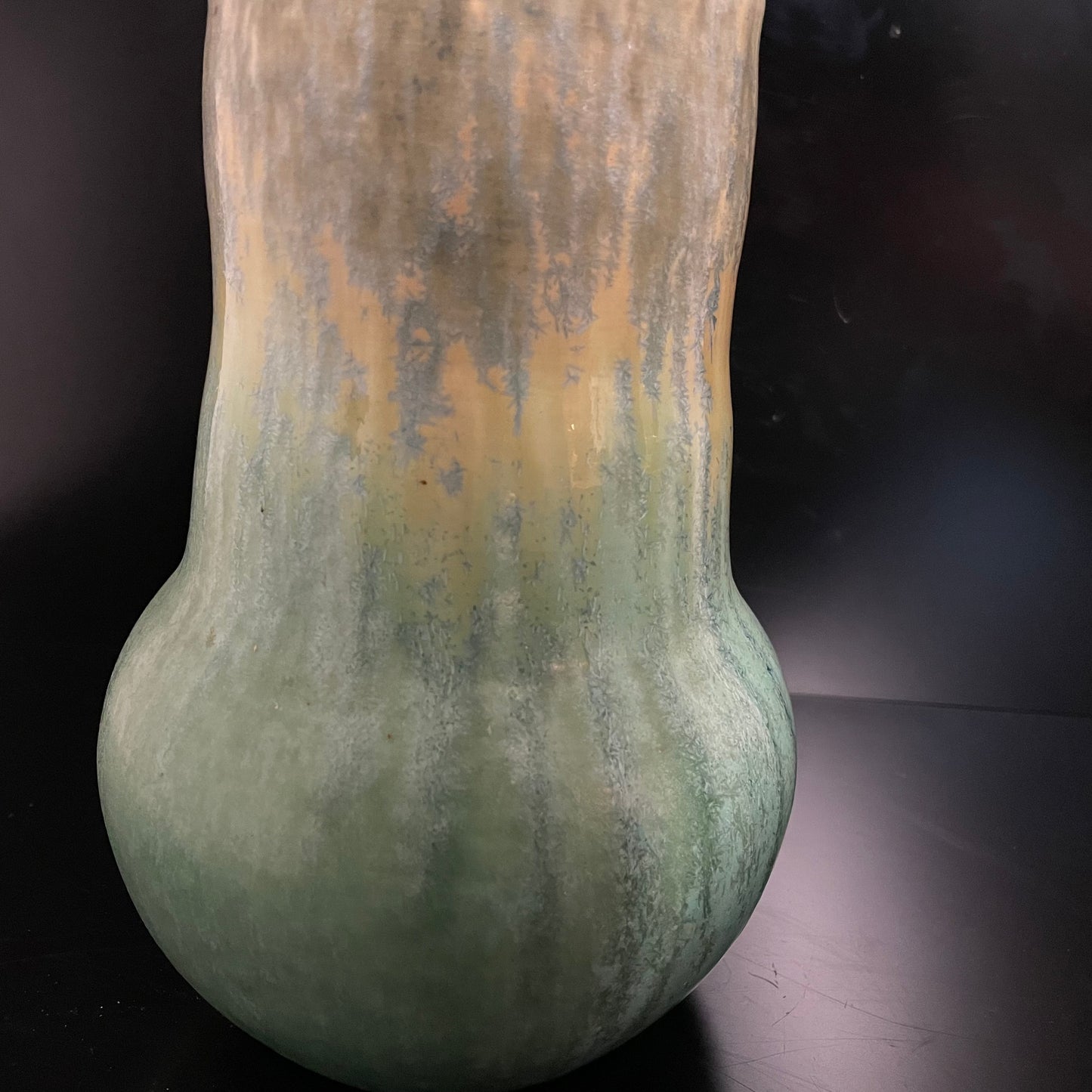 Vintage 1931 Ruskin England Pottery Green / Blue Crystalline Glazed Vase