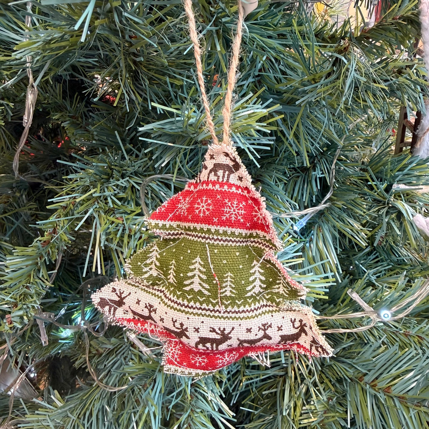Rustic style fabric Christmas tree hanging decorations