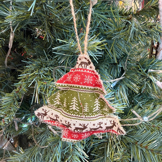 Rustic style fabric Christmas tree hanging decorations