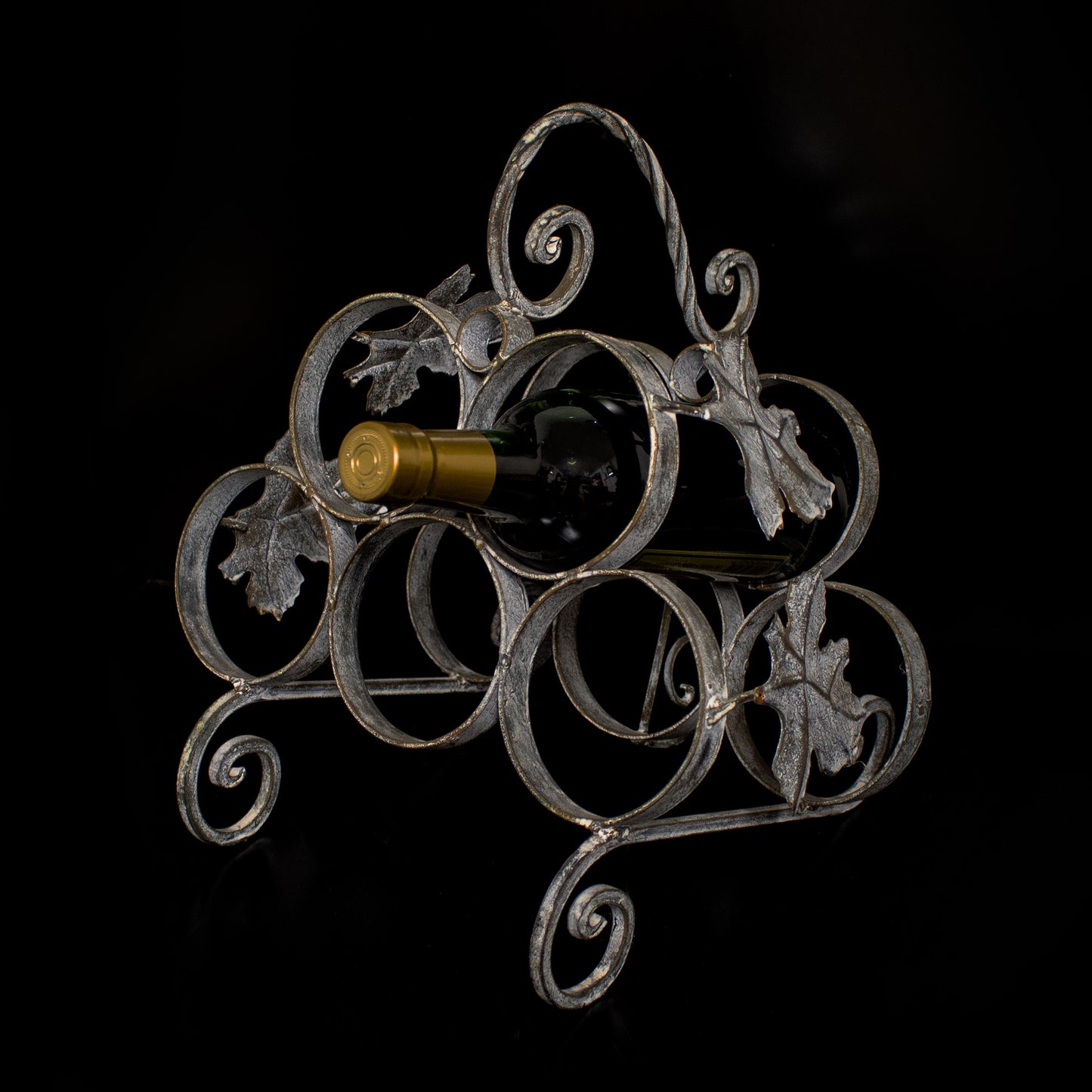 Vintage Style Rustic 5 Bottle Metal Wine Rack