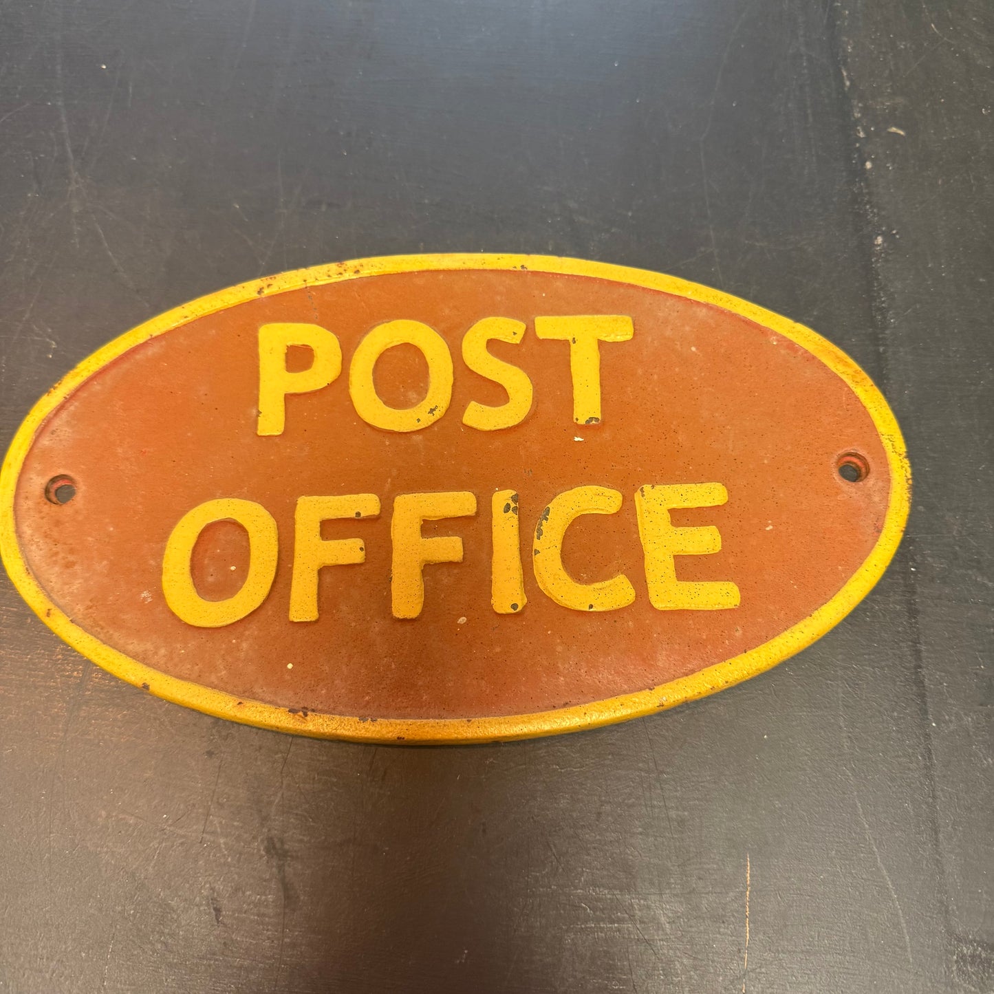 Cast iron post office sign