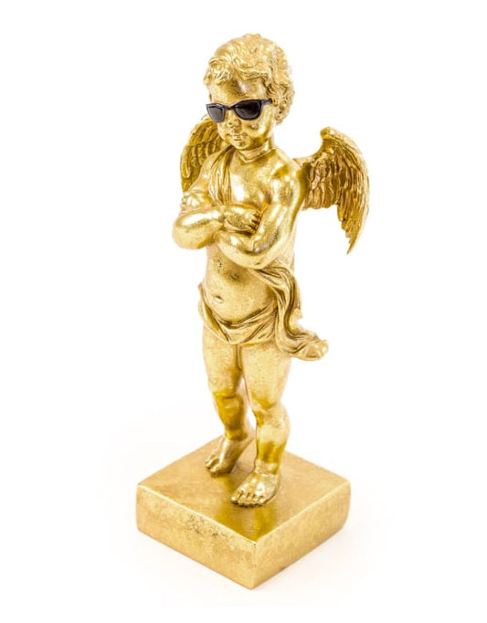 Gold "Too Cool" Cherub On Base Ornament