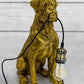 Antiqued Gold Sitting Boxer Dog Table Lamp