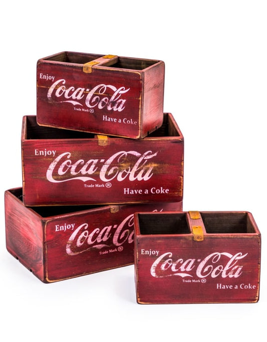 Antiqued Red Wooden Cola Storage Box / Crate