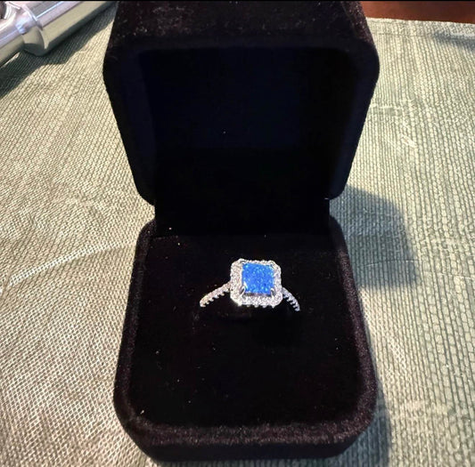 925 Silver Blue Opal Ring co92