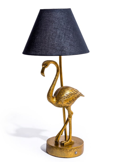 Antiqued Gold Flamingo Lamp w/ Black Shade