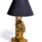 Antiqued Gold Lion Table Lamp w/ Black Shade