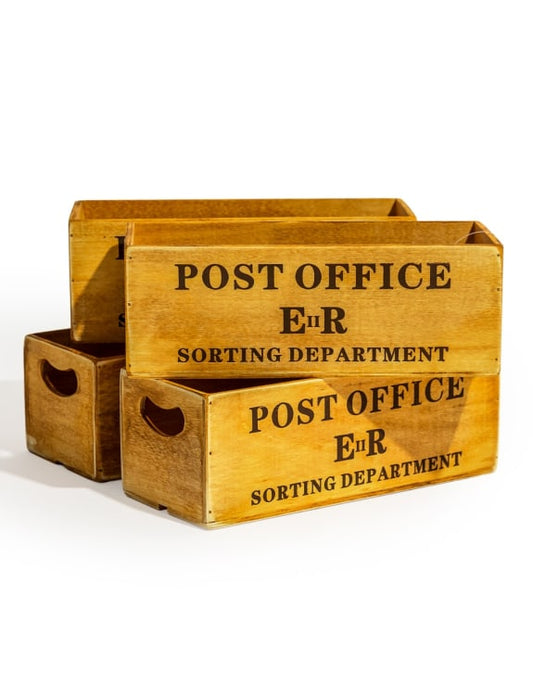 Antiqued "Post Office Sorting Dept" Wooden Box / Crate