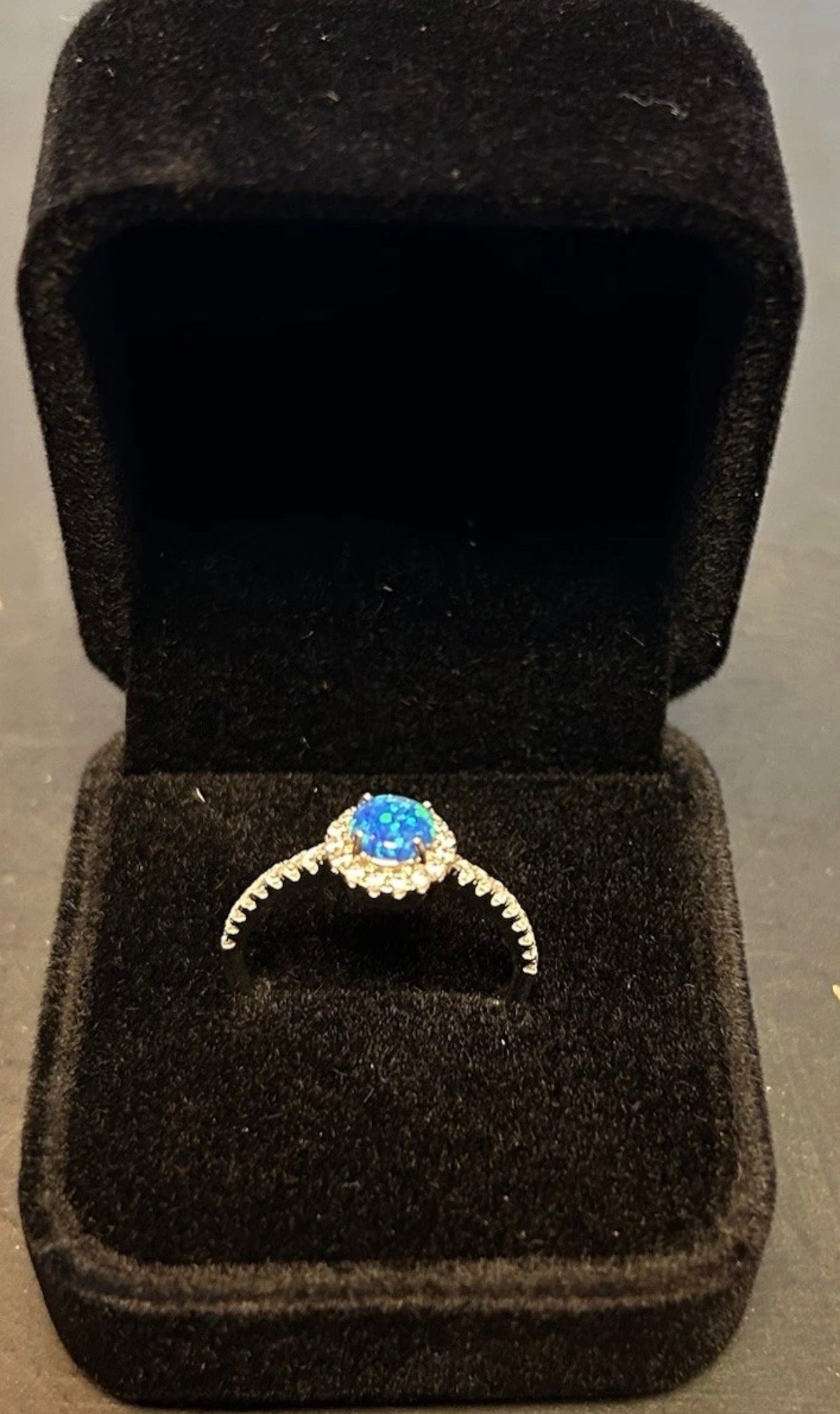 Silver Ring Size Q Blue Stone