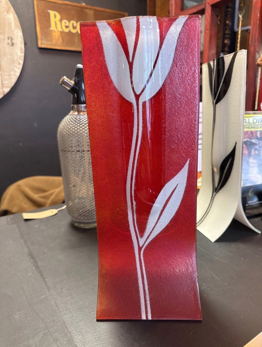Vintage glass flower fused vase