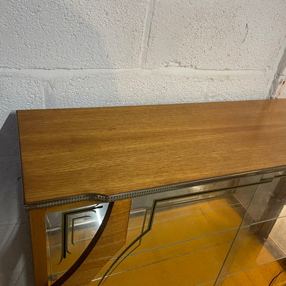 Vintage Mid Century Glass Teak Finish Display Cabinet