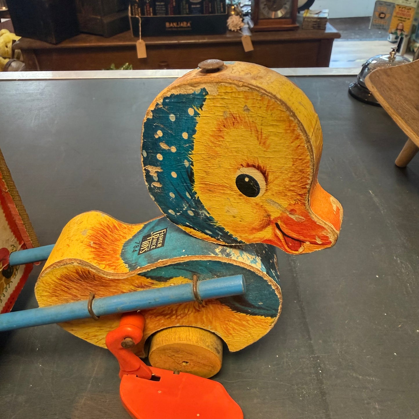 Vintage Push Along Musical Duck Toy
