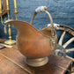 Antique Vintage Copper / Brass Lion Head Porcelain Handle Helmet Coal Scuttle